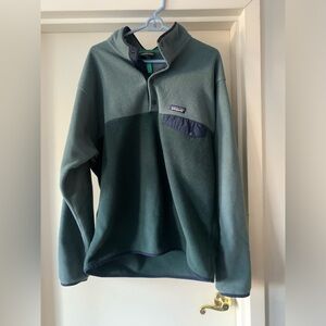 Men’s Patagonia Synchilla Green & Blue Snap-T Fleece Pullover (size L)